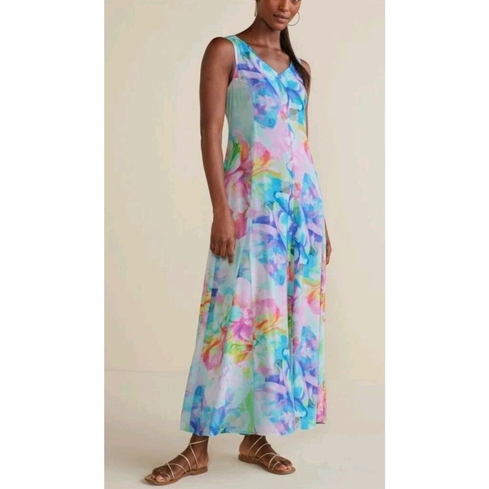 Soft Surroundings Brenda water color pastel maxi dress 14 NWT $160